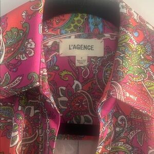 L'AGENCE Pink Paisley Long Sleeve Dress